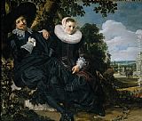 Frans Hals Canvas Paintings - Marriage Portrait of Isaac Massa en Beatrix van der Laen